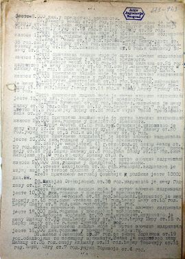 Report of the crime of the occupiers and their abettors received at the commissary of the Vračar district in Beli Potok on March 6th 1945. In this report are also the members of Dekić family.